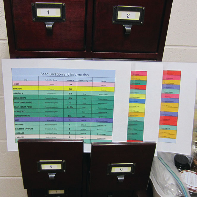 Charts can help keep your seed library extra organized. Information like scientific name, skill level to grow the seed and crop family will make your seed library function even better.